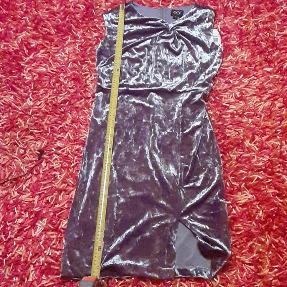 Eci Silvery Blue Crushed Velvet Dress - Picture 11 of 12